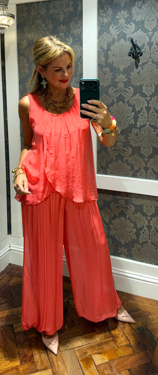 Sasha Silk Set- Coral