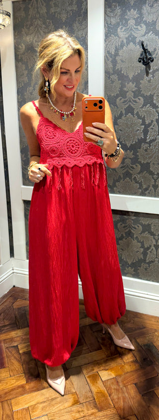 Fiora Red Jumpsuit