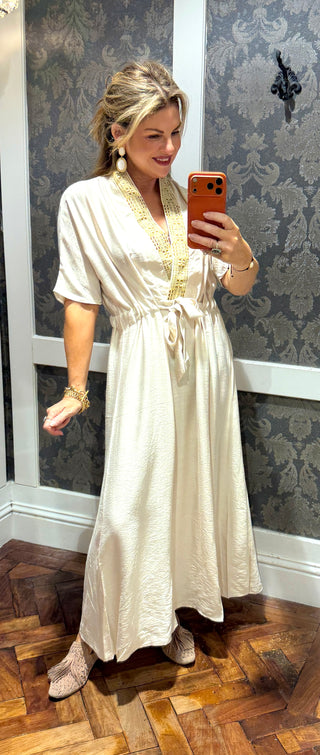 Samara Tie Dress - Cream