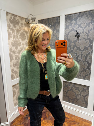 Aurelia Mohair Cardigan - Olive