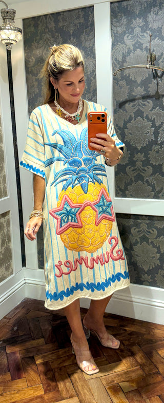 Ivan Midi Lurex Dress - Blue