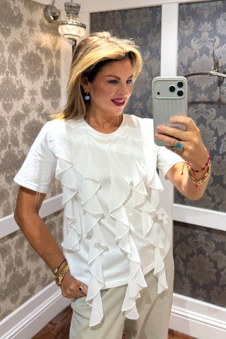 Mila Cotton Frill Top White