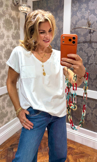 Pocket Cotton T-shirt -  White