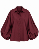 Aviora Balloon Sleeve Shirt - Burgandy