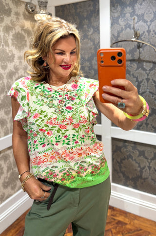 Carole Floral Tee Shirt White