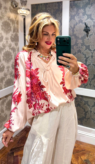 Marcy Blouse Red Floral Print Blouse