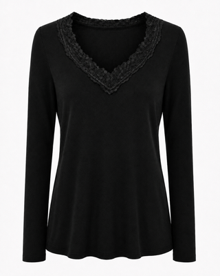 Cashmere Lace Layering Top - Black