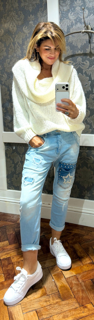 Cosmic Cropped Jean - Blue