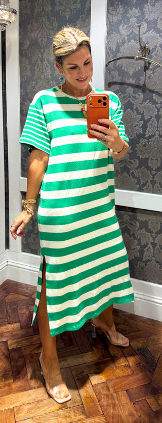 Harper Maxi Cotton Stripe Dress - Green