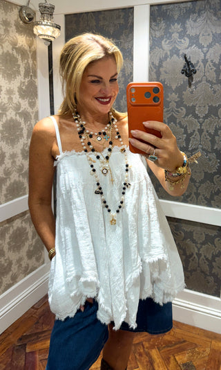 Luna White Cotton Top