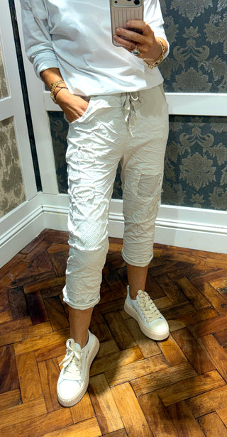 Magic Pant Cropped Sequinned Patch - Soft Beige