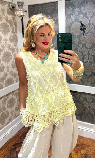 Selene Crochet Top- Yellow