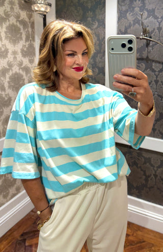 Sisco Stripe Tee - Turq