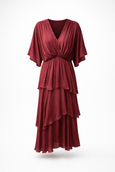 Azure Cascade Maxi Dress - Burgundy