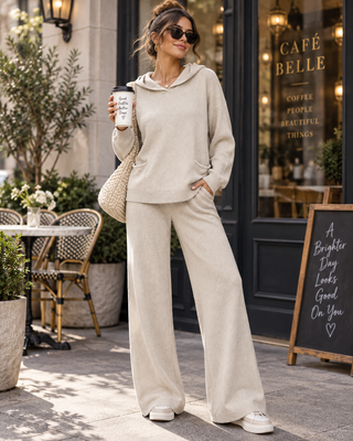 Sloane Knit Lounge Set- Ecru