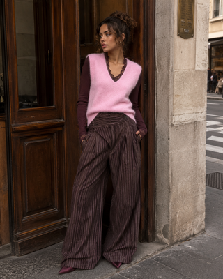 Cashmere Lace Layering Top - Burgundy