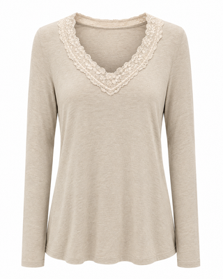 Cashmere Lace Layering Top - Beige
