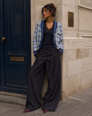 Cashmere Lace Layering Top - Navy
