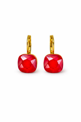 Ruby Red Square earrings