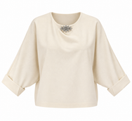 Virelle Brooch Knit Top - Cream ** PRE-ORDER EST DESPATCH 9 OCT**