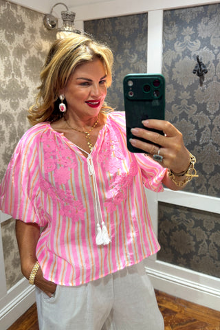 Raya Cotton Pink Blouse