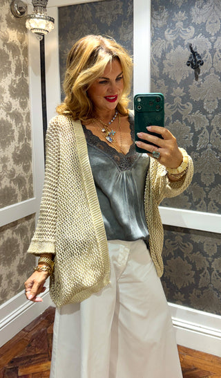 Emma Star Back Cardigan -Gold