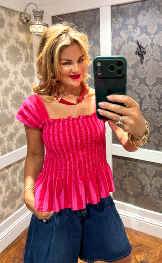 Barbie Stripe Pink Bodice Top