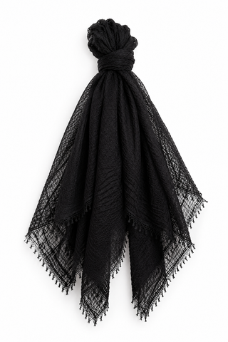 Pam Lightweight Crinkle Scarf- Black