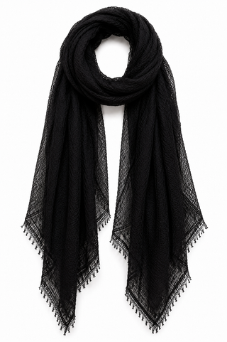 Pam Lightweight Crinkle Scarf- Black