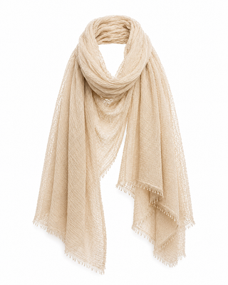 Pam Beige Lightweight Crinkle Scarf- Multi