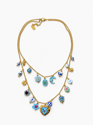 Necklace Heart Multi Chain- Blue