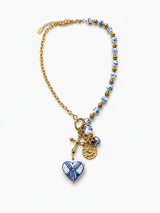 Necklace Porcelain/ Gold Chain Necklace