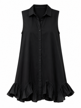 Kelly Shirt Cotton Dress -Black