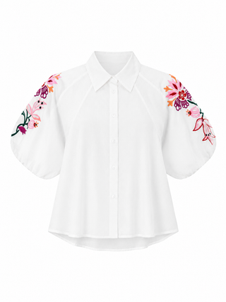 Jessica Cotton Embriodered Blouse - White