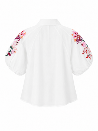 Jessica Cotton Embriodered Blouse - White