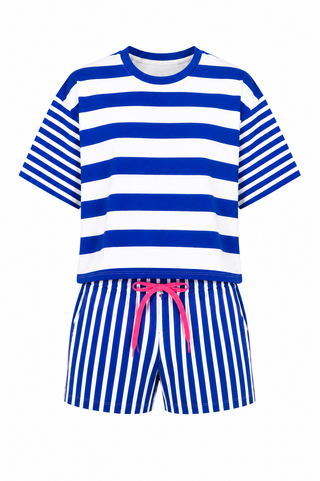 Capri Cotton Stripe Co-ord - Blue