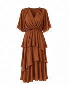Azure Silk Dress - Brown