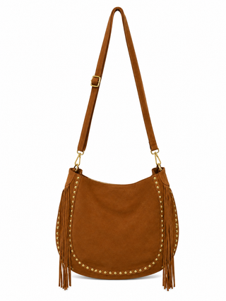 Cody Fringe Brown Cow Print Genuine Leather