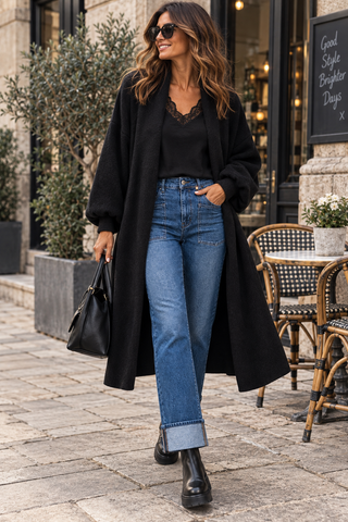 Celeste Longline Cardigan - Black ** PRE-ORDER EST DESPATCH 9 OCT**