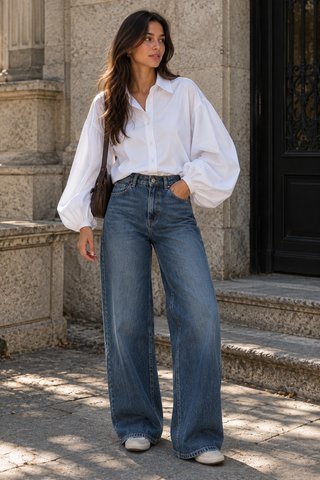 Aviora Balloon Sleeve Shirt - White