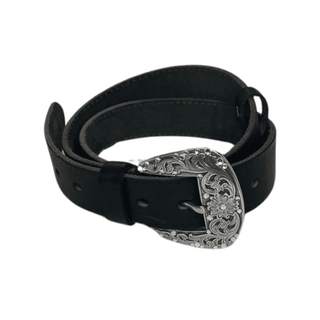 Ester Leather Belt with Buckle - Black