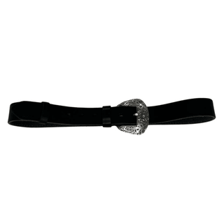 Ester Leather Belt with Buckle - Black