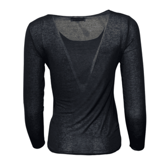Cashmere Basic Long Sleeve Top - Black