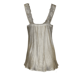 Satin Cami with lace neckline -  taupe-ww.neola.pro