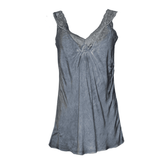 Satin Cami with lace neckline -  grey-www.neola.pro